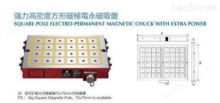 批发供应中国台湾精展强力高密度方形磁极电永磁吸盘电控磁盘EPM50-205