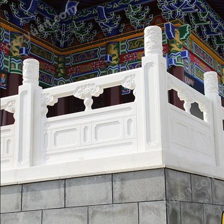 河道桥梁防护汉白玉石雕栏板设计 寺庙祠堂青石栏杆雕刻