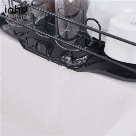 YH-527厨房圆弧餐具置物架落地碗碟沥水架黑色单层