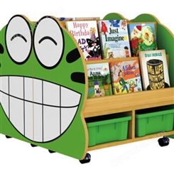 梦航玩具实木儿童书架绘本架家用卡通宝宝落地书柜储物幼儿园收纳置物架