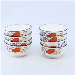陶瓷餐具现货直供 枫叶图案陶瓷碗 陶瓷餐具批发