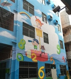 幼儿园墙体彩绘 篮球场墙绘涂鸦 儿童乐园卡通壁画 学校墙面美化