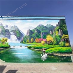 饭店外墙3D彩写实彩绘 壁画彩绘墙绘 涂鸦美术抗水抗晒