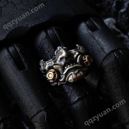 新款时尚复古武士面具戒指男士赛博朋克国风潮机械未来厂家直供