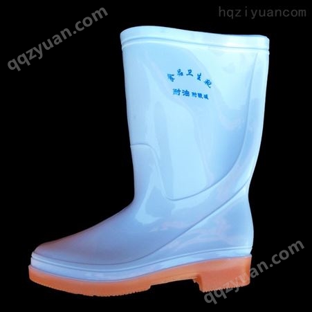 白色水鞋雨利王食品厂牛筋底中筒雨鞋防水耐酸碱白色劳保防护雨鞋