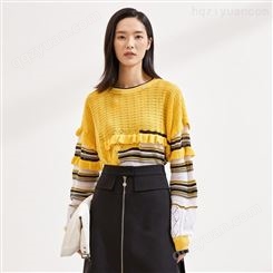 北京库存尾货时尚修身撞色不规则设计感针织毛衣